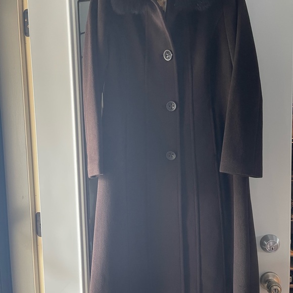 Dana Buchman 12 Petite long brown wool coat - Picture 3 of 10